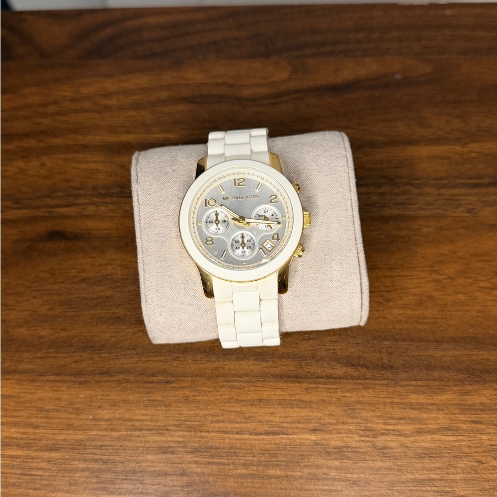 Michael Kors Gold and White Chronograph Watch